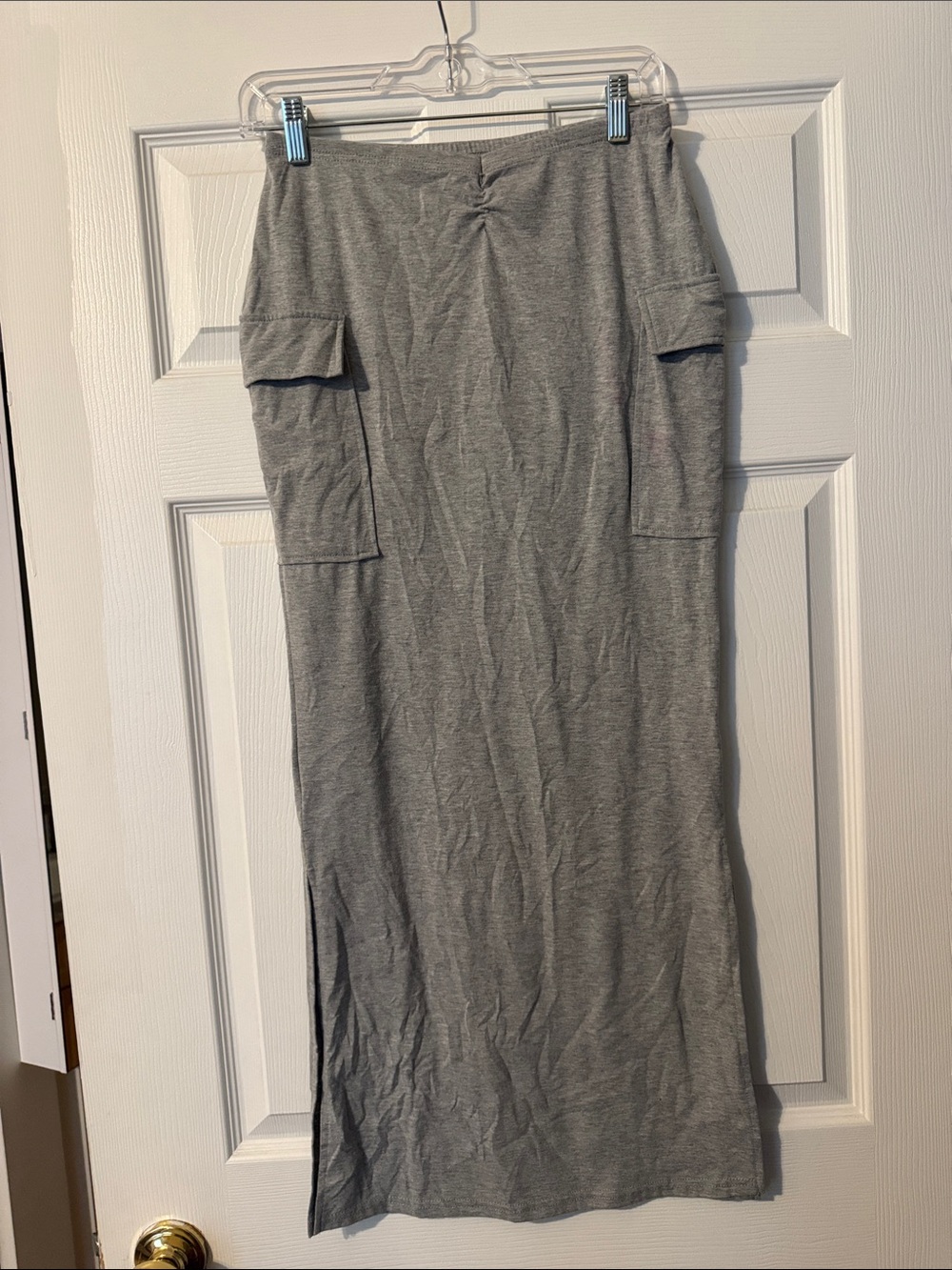 SHEIN Gray Maxi Skirt with Cargo Pockets and Side Slit